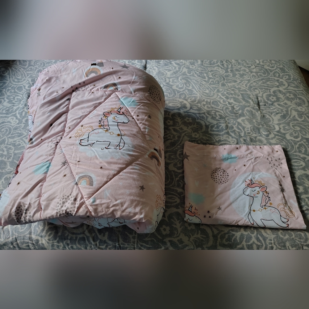 Unicorn Print Pink Comforter Set